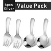Dinnerware Sets Silver/Golden Stainless Steel Short Handle Spoons Forks Soup Condiments Spoon Dessert Tea Coffee