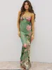 Casual Dresses Insta Cutout Backless Boho Floral Print Maxi Dress Summer Sexy Sleeveless Bodycon Spaghetti Strap Long Cocktail Party