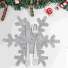Kitchen Storage Snowflake Cutlery Set Xmas Party Accessory Fork Bags Tableware Holders Adorable Exquisite Cover Grey Decor