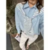 Maglietta femminile primavera/estate finta combinazione a due pezzi a scialle di camicia a maniche lunghe in stile occidentale versatile sciolto casual coreano top