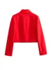 بدلات نسائية Yenkye Fashion Women Red Flap Blazer Long Sleeve Longed Label Collar Suity Stack