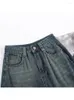 Les jeans féminins déchirés pour les femmes hautes taille 2024 Blue Loose Button Denim Pantal