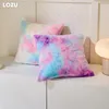 Pillow LOZUJOJU Colorful Tie Dyed Design Plush Cover Velvet Pillowcases Car Sofa Living Room Decorative