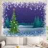 Arazzo murale dell'albero di Natale, decorato con luci e regali muro appeso a tappeto grande poliestere per camera da letto del soggiorno