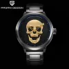 Skull Osobowość retro moda męska Waterproof 30 m stalowa stalowa kwarc zegarek Pagani Design Relogio Masculino