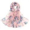 Lenços hijab de chiffon impresso com borboleta para mulheres xales muçulmanos escapões de lenço de cabeça roubados