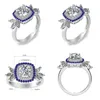 Cluster anneaux authentiques 1ct Moisanite Ring Diamond Eternity Sterling Sier Wedding with Sapphire CZ UNDERFINE WEMBELS BIELLOY DROP DEL DHWGO