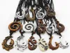 Whole lot 15pcs Mixed Hawaiian Jewelry Imitation Bone Carved NZ Maori Fish Hook Pendant Necklace Choker Amulet Gift MN542 H22040929704488