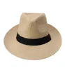 Fashion Summer Casual Unisex Beach Trilby Large Brim Jazz Sun Hat Panama Hat Paper Straw Women Men Cap With Black Ribbon14105131