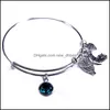 Charm Bilezikler 12 Tarz Colorf Doğum Taşı Bangle Kadınlar İçin Ayarlanabilir Genişletilebilir Tel Hangler Moda Mücevher Drop Teslimat DH9KN