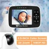 شاشات الأطفال بحجم 3.5 بوصة 2x Zoom Monitor Monitor Infrared Night Vision Wireless Video Color Monitor مع Lullaby Remote Control Pan/Tilt Zoom Intercom M935C240412