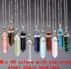 Necklace Jewelry Healing Crystals Amethyst Rose Quartz Bead Chakra Point Women Men Natural Stone Pendants Leather Necklaces Factor9022150