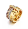 2021 Luxury Mens Bijoux Love Ring Designs Unisexe en acier inoxydable Trois cercle Roman Numerals Blancs Diamond Rings Femmes Rose Gol4824624