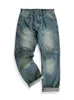 Herenbroek Amekaji-stijl retro driedimensionale snit rechte been denim mid-taist casual wasbeurt om oude lente en herfst te doen