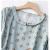 Party Dresses Cotton And Linen Printed Short-sleeved Dress Female Summer Korean Retro Literary Loose Temperament Doll Collar Casual Dresse