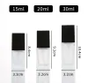 wholesale 15ml 20ml 30ml Glass Frosted Lotion Bottle with Black Cap, Square Skincare Foundation Glass Bottles Refillable Bottle WB3202 LL