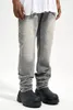 Pants High Street Cement Grigio per preparare jeans per gambe dritti vecchi casual