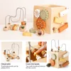 Dziecięce zabawki Montessori drewniane bloki konstrukcyjne kształt pasuje zabawki edukacyjne drewniane pudełka