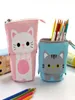 Funny cartoon Pen Bag Pencil Case Flexible Unfold Storage Pouch Fold Pens Holder Cute Cat Kitty Cat Bear School Supplies1946545