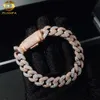 Хип -хоп модный стиль Sier Moon 13mm Drag Tone Men's Mosan Stone Comban Bracelet Chain Bracelet