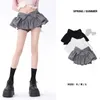 Bow Grey Fluffy kjol söta söta kvinnor Slim Lowwaisted Ruffled Edge Preppy Style Korean Fashion Pure Desire Summer Drop 240403