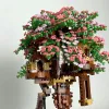 Knew Built Mini Sakura Tree House Building Blocks City Street View Cherry Blossom Model Build Brick Assemble Toys Children Gift