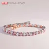 Gigajewe 9K/14K/18K Rose Gold 18-26ct White and Sakura Pink Color Tennis Armband