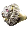 Gioielli eleganti romantici uomini eleganti anelli uomini uomini in stile punk in stile leone testa oro varietà naturale anello di pietra prezioso dsship8996064