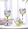 Wine Glasses Creative Hand Painted Red Wine lass Flower Pattern Wine Cup Cocktail Champane Flutes Crystal oblet Home Bar Weddin Drinkware L49