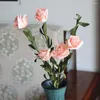 Flores decorativas 55 cm Artificial 5 cabezas té de peonía seda rosa falso para sala de estar de bricol