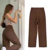 Jeans pour femmes printemps décontracté pantalon denim marron