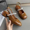 Sandals Women's 2024 Summer Korean Fashion Square Headed Water Diamond One Line With Thick Heels Mary Jane Baotou