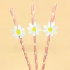 Tass jetables pailles 20pcs Sweet Daisy Flower Paper Bar Brinking Birthday Baby Shower Mariage Party Decorations