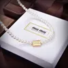 MUMU Pearl Necklace Square Label Pearl Necklace Method Adjustable, Exquisite, Versatile, Light Luxury, Retro, and High Grade Collar Chain