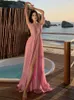 Casual Dresses Summer Sexy Club Women Boho Elegant Birthday Maxi Dress Pink Party Backless Bandage Fairy Long Evening Bridesmaids Robe