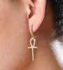 Hommes femmes Ins ankh boucles d'oreilles égyptiennes bling zircon cubic clé de la vie en égypte drop-oreille de boucle de mode de mode7812114