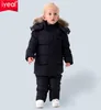 Iyeal Ryssland Vinter varma kläder för pojkar naturlig päls ned bomull snö slitage vindtät skiddräkt barn baby kläder y2009017293514
