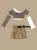 Nieuwe aankomst (1/4 BJD-poppenkleding) Off schoudert-shirt tops en werkkleding korte rok voor 1/4 SD MSD-poppenaccessoires