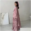 Vêtements ethniques 2024 Ramadan Open ABAYA Dubai Cardigan Muslim manteau robe arabe avec une ceinture Abayas de dinde pour femmes Kimono Islamic Kaftan Otej9