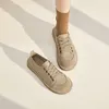 Casual Shoes Ciciyang Flat Board Kvinna äkta läder 2024 Spring Women Retro Lace-Up Ladies