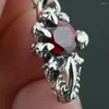 Boucles d'oreilles étalon Rouge CZ Stone 925 Sterling Silver Dragon Claw Oreing Bring 8R006