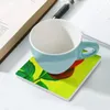 Table Mats Beautiful Rose Ceramic Coasters (Square) Slate Cute Set Cup Holder