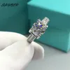 Classic 2 Pass Diamond Tester D Color Cow Head Ring 925 Серебряное серебро блестящее обручальное обручальное обручальное кольца для женщин 240412