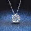 Sier Mossan S925 Stone Six Pointed Star Smart Pendant Fashion Slapen Heart Bone Chain Female Mossan Stone ketting Vrouw