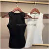 Kvinnors stickor Tees Croped Top T Shirts Women Tank Designer Embroidery Vest Sleeveless Breattable Sticked Plover Womens Sport Tops D DHY8W