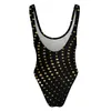 Women's Swimwear Gold Dot Swimsuit Vintage Print Push Up One Piece Bath Monokini Swimsuits Sexy Design Beach Outfits Plus Size