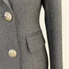 Damestanks camis werkplekstijl voortreffelijk temperament dubbele borsten zilveren knooppak jurk jas