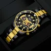 2024 New Business and Leisure Men's Steel Band Quartz Round Watch Fashion Personality Combination Set