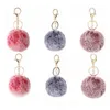 Keychains de peluche pomm pomm de moda redonda llave de piel suave y esponjosa