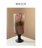 Vases Vase Mid-Ancient Glaze Material Gradient Color Chinese High-Grade Simple Modern High-Leg Suitable Living Room Hallway Ornaments